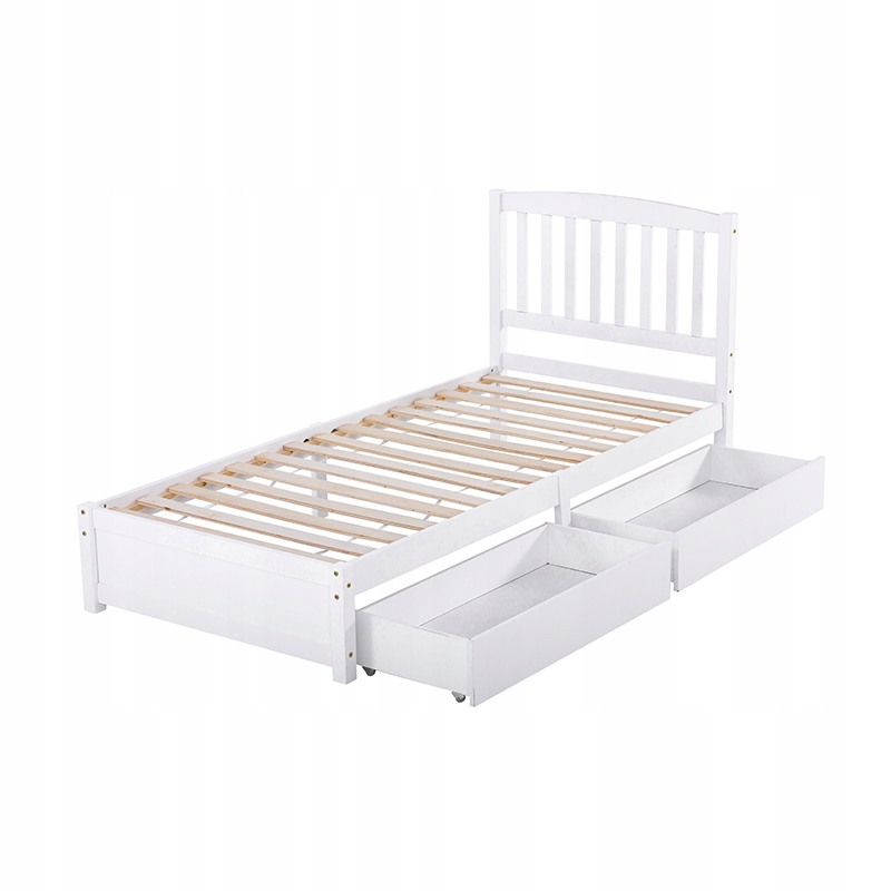 Pojedyncze łóżko z 2 szufladami biały 90x200 cm