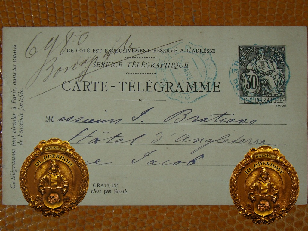 1892 Paris Carte-Telegra.Stan Słaby M12