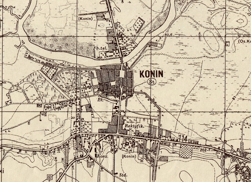 KONIN :: mapa wojskowa : 1940/44 : dokładna - 8189875740 - oficjalne