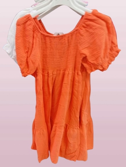 Sukienka dekolt hiszpanka pomarańczowa