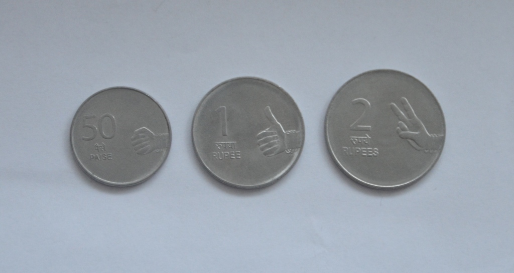 Indie - 3 monety z serii "Gesty dłoni"