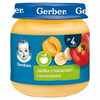 Gerber Deserek Jabłka z bananami i morelami po 4 miesiącu 125 g