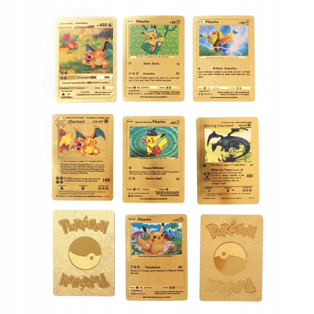 Купить Коллекционные карточки из золотой фольги с покемонами + альбом ...