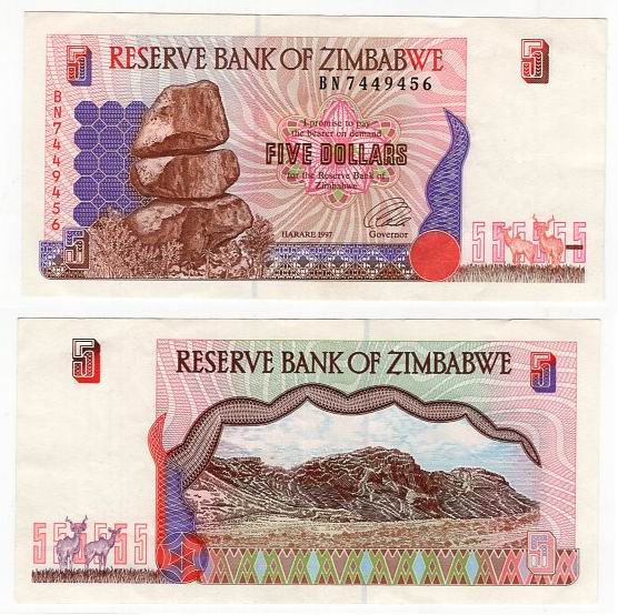 ZIMBABWE 1997 5 DOLLARS