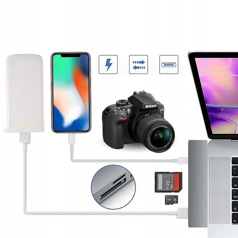 Купить Адаптер HUB 7in1 USB-C HDMI SD Macbook Pro / Air: отзывы, фото, характеристики в интерне-магазине Aredi.ru