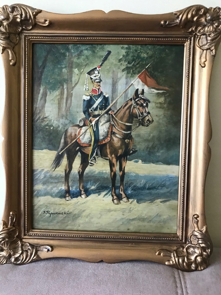 Obraz olejny " Ulan na koniu"