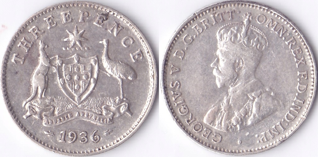 AUSTRALIA - 3 srebrne pensy z 1936 roku. 26 .