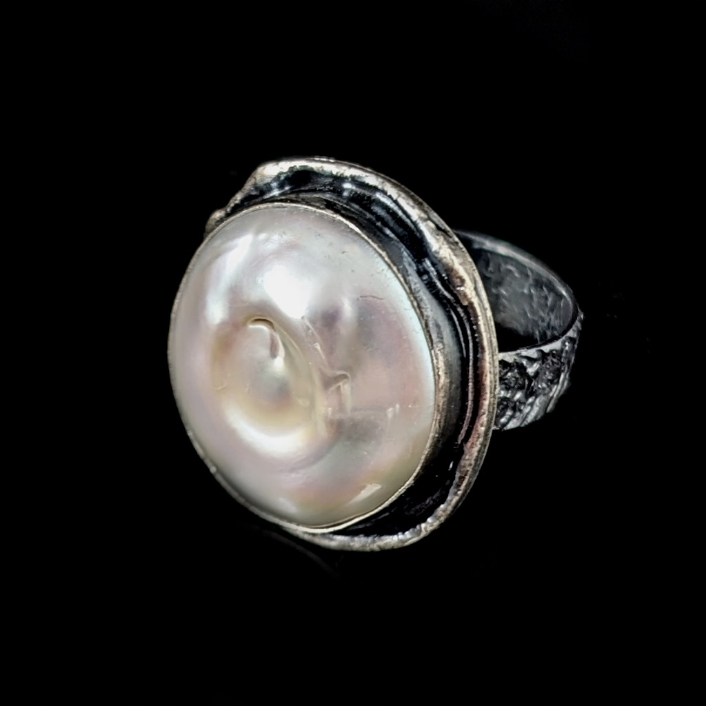 PERŁA PIERŚCIEŃ PRZEPIĘKNY OKAZ SREBRO SREBRNY