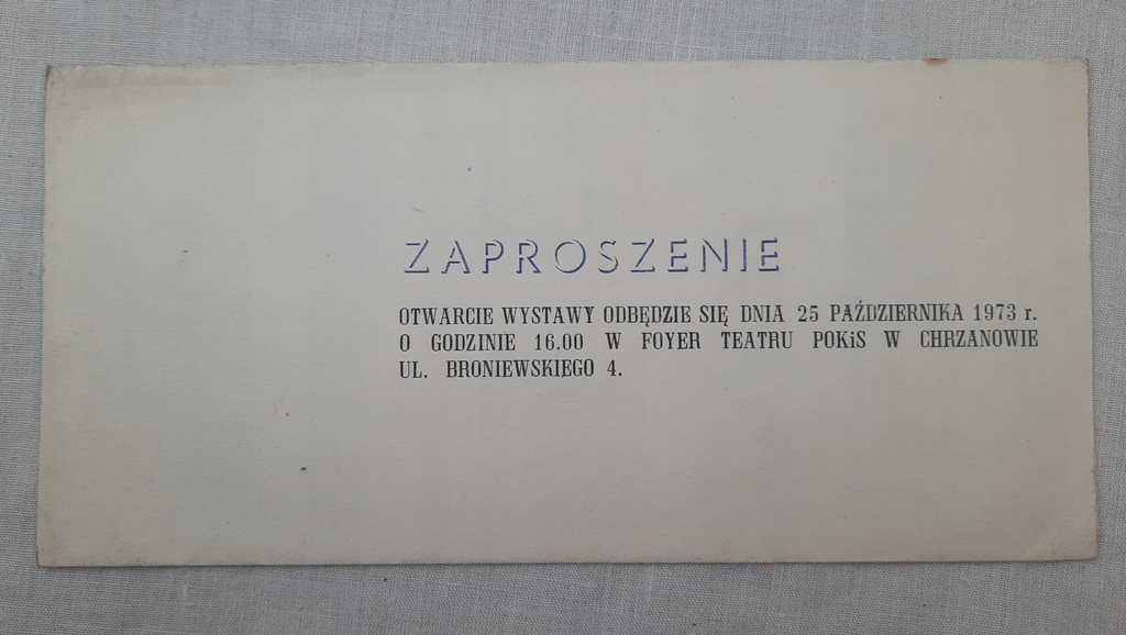 Zaproszenie wystawa malarstwa K. Kopczyński 1973 r