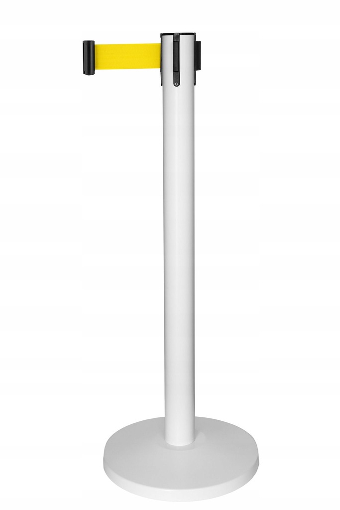 Słupek odgradzający biały z taśmą żółtą 2,2m