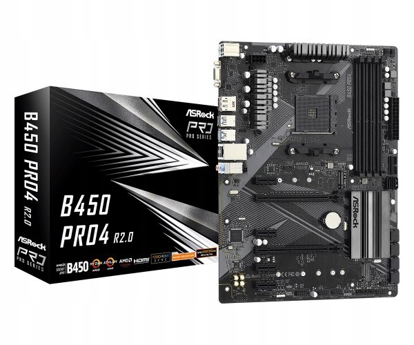 ASRock B450 Pro 4 R2.0 AM4 B450 DDR4 M.2 ATX