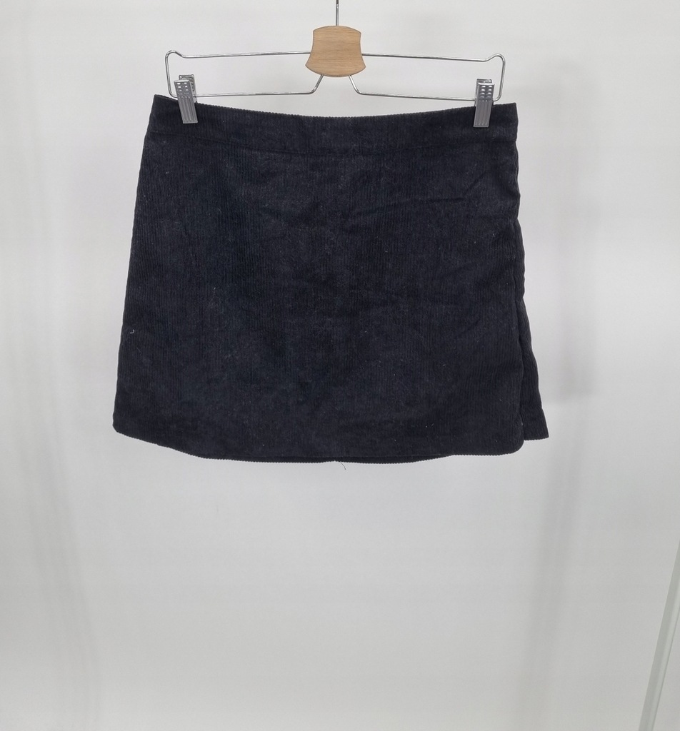 SPÓDNICZKA SZTRUKSOWA DAMSKA ZAMEK GŁADKA CZARNA MINI XL 342