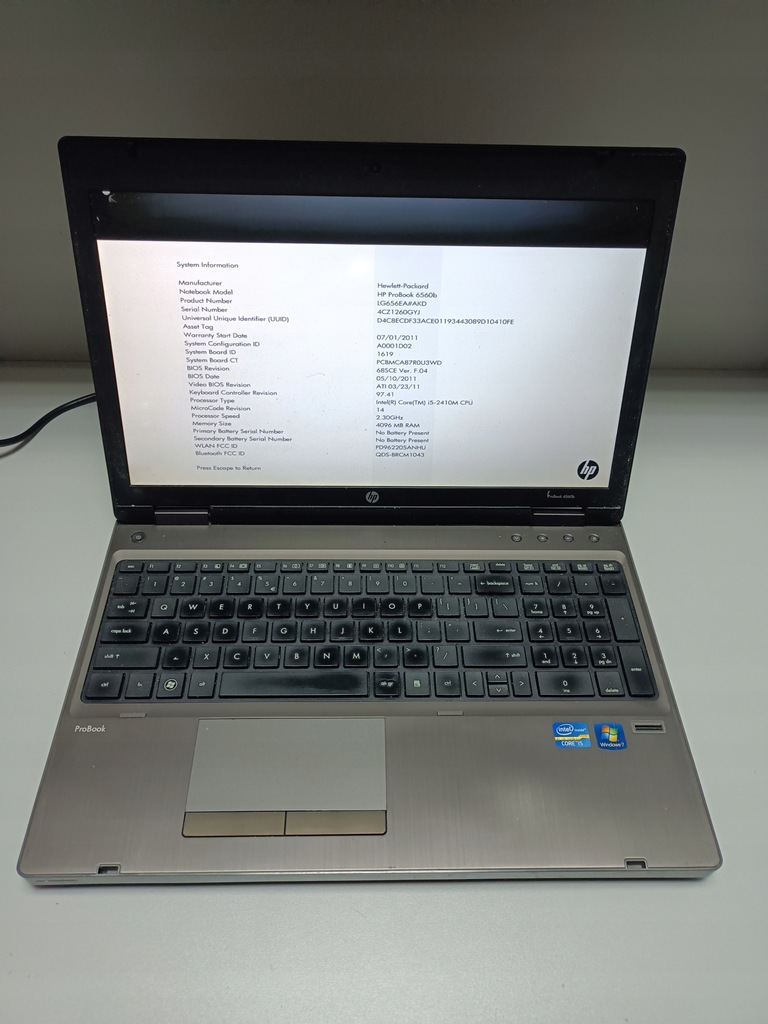 Laptop HP PROBOOK 6560b i5-2410M 15.6''