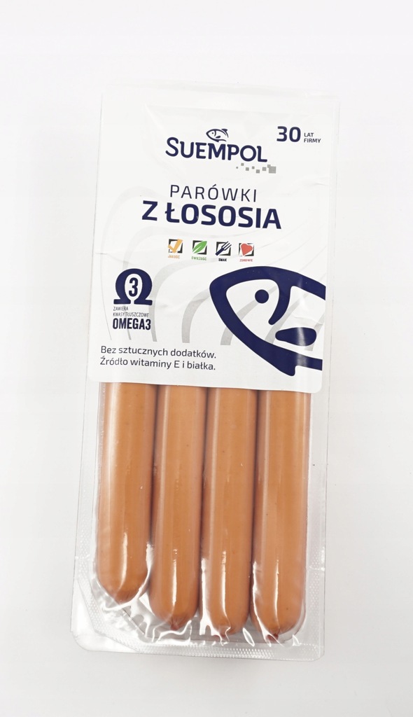 Parówki z łososia bez konserwantów 160g Suempol