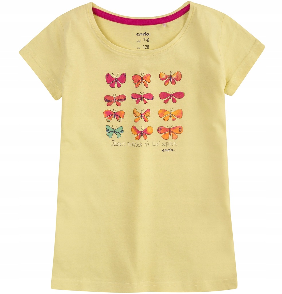 T-shirt bluzka żółta z motylami Endo r.122