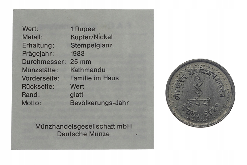 [M0126] Nepal 1 rupia 1983 r. FAO st. 1