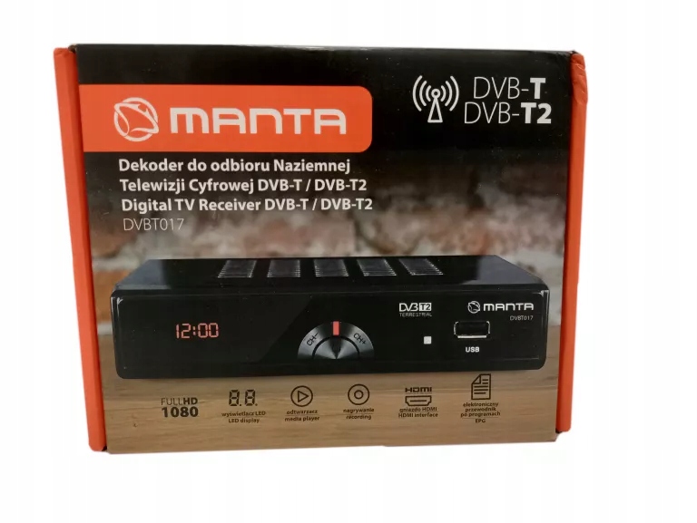 DEKODER DVB-T2/HEVC/H.265 MANTA DVBT017 PUDEŁKO PILOT