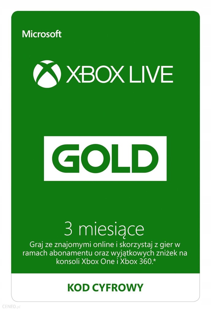 XBOX LIVE GOLD 3 MIESIĄCE XBOX ONE & 360