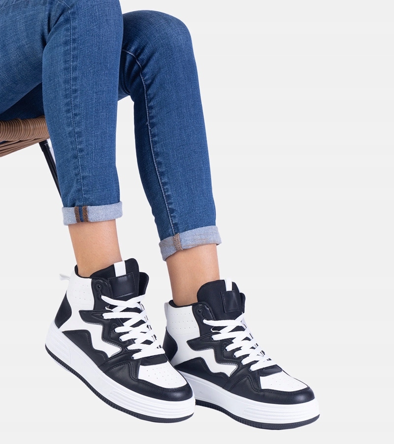 Biało-czarne sneakersy sportowe damskie Shadolina rozmiar 41