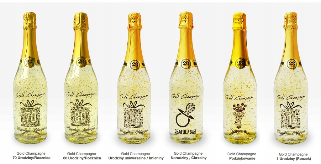SZAMPAN ZE ZŁOTEM -PREZENT URODZINY 18,30,40,50,60 - 8385283401