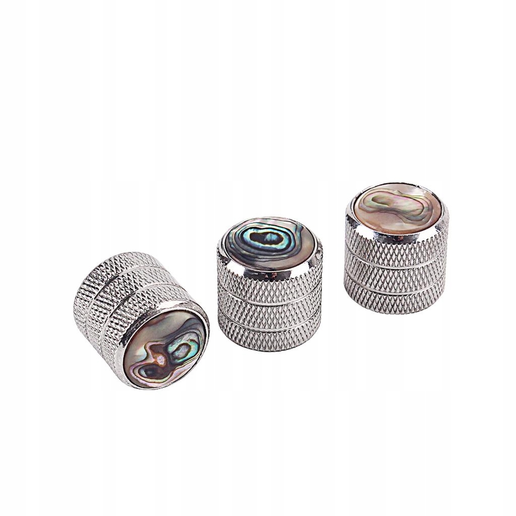 3pcs Electric Guitar Bass Dome Control s Knobs Screw Button Silver