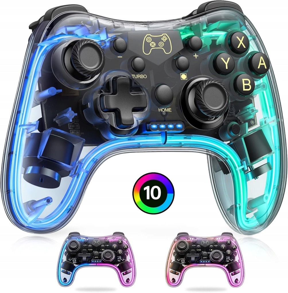BEZPRZEWODOWY KONTROLER PAD RGB B01 TRANSPARENTNY do Switch/Lite/OLED