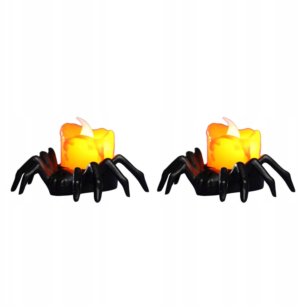 2Pcs Flameless Pumpkin Candle Light Gothic Photo Props Electric Spider
