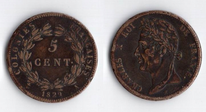 FRANCJA / KOLONIE 1829 5 CENTIMES