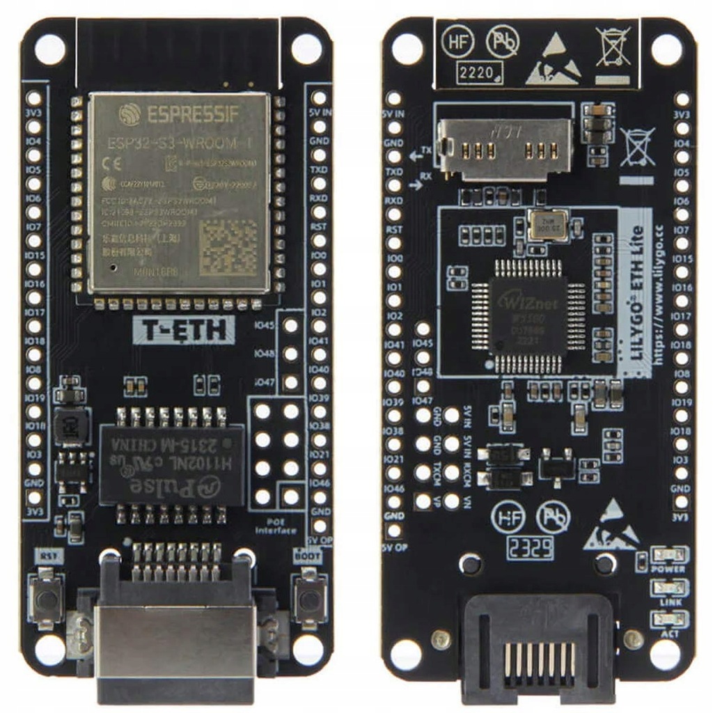 T-ETH-Lite ESP32-S3 LilyGO WiFi Bluetooth Ethernet W5500 slot microSD