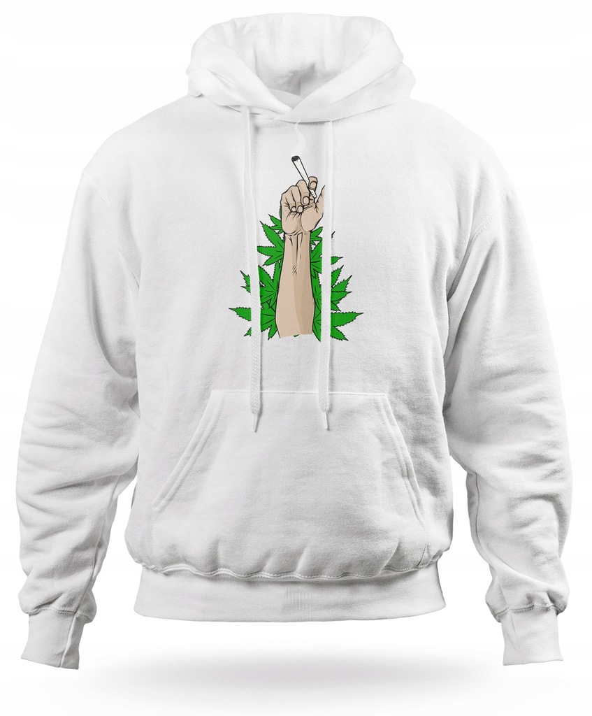 Bluza Męska z Kapturem BIAŁA r. M JMP-Marihuana 01