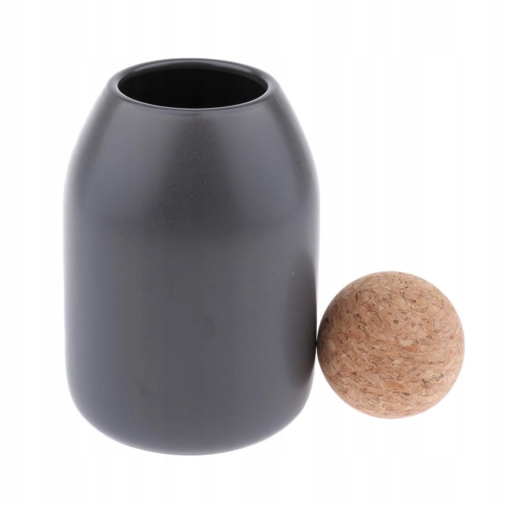 Food Storage Jar Ceramic Kitchen Black-M( )