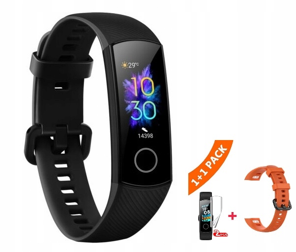 Huawei Honor Band 5 czarny +pomarancz. pas.+gratis