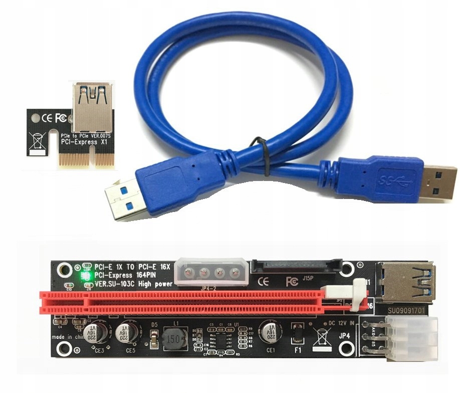 NAJNOWSZY Riser USB 3.0 PCI-E 1x-16x 009S ver103e
