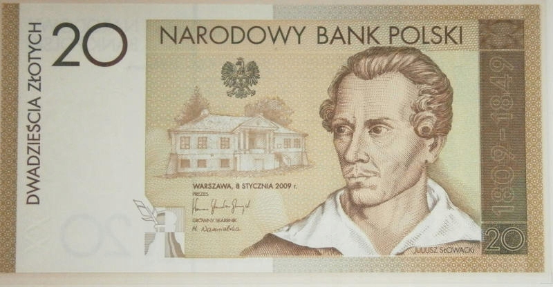 Banknot - 20 zł - Juliusz Słowacki - 2009r