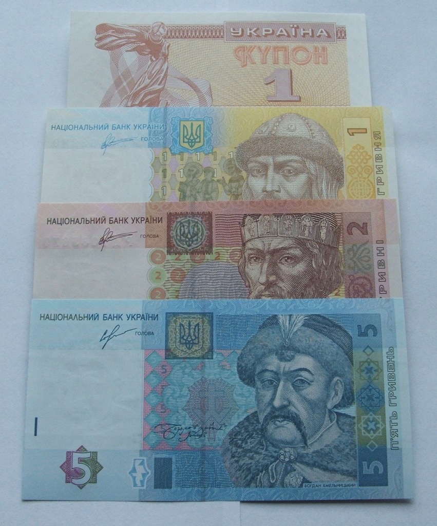 ZESTAW BANKNOTÓW UKRAINA - Z PACZKI BANKOWEJ