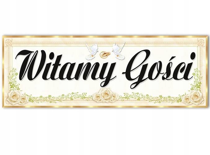 Plakat weselny Witamy Gości 24x68cm 1s Ślub Wesele