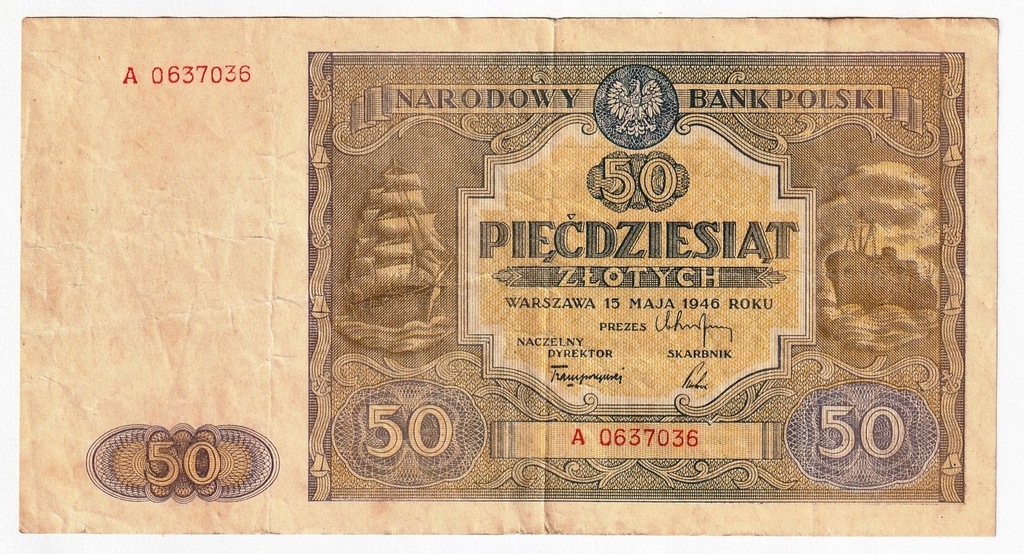 50 złotych 1946 ser A statki