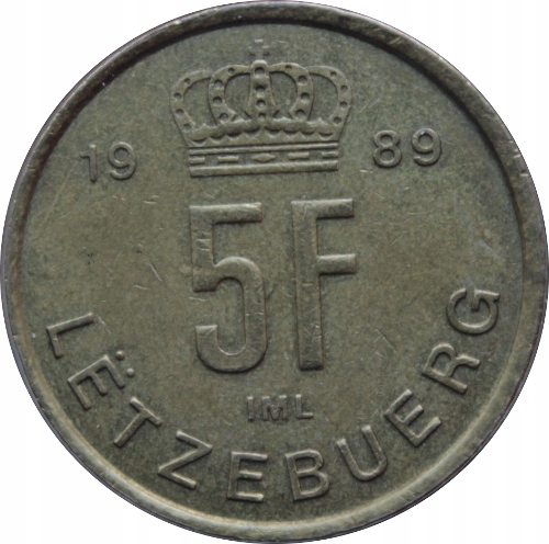 5 franków 1989 Luksemburg st.III
