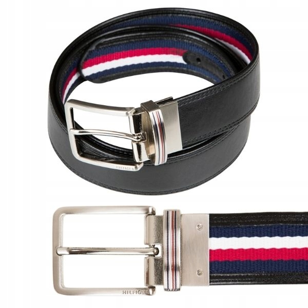 TOMMY HILFIGER męski CZARNY dwustronny PASEK 34