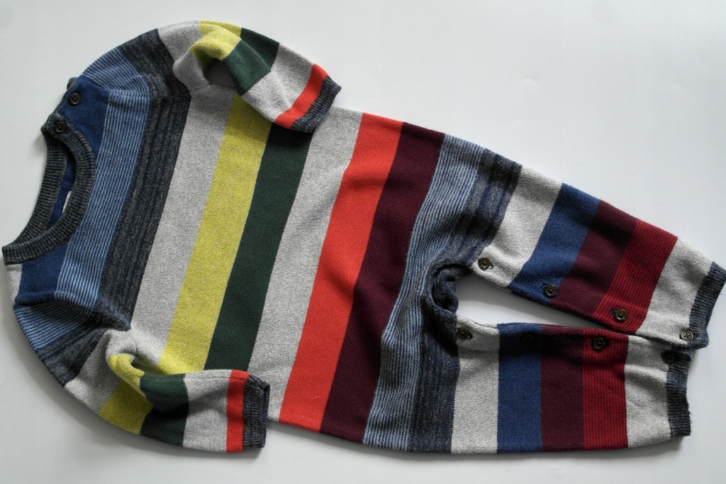GAP świetny kolorowy sweterkowy rampers pasy 86