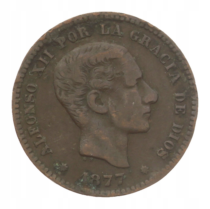 [M11027] Hiszpania 5 centimos 1877