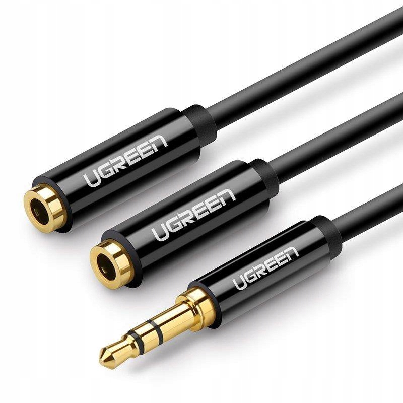 Rozdzielacz audio AUX kabel jack 3,5 mm UGREEN AV123, 25cm (czarny)