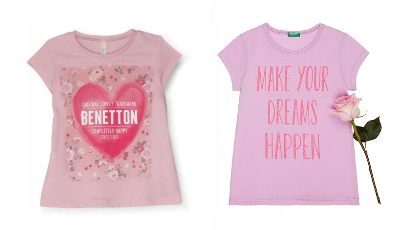 2x T-shirt Benetton st idealny 7-8 lat 130