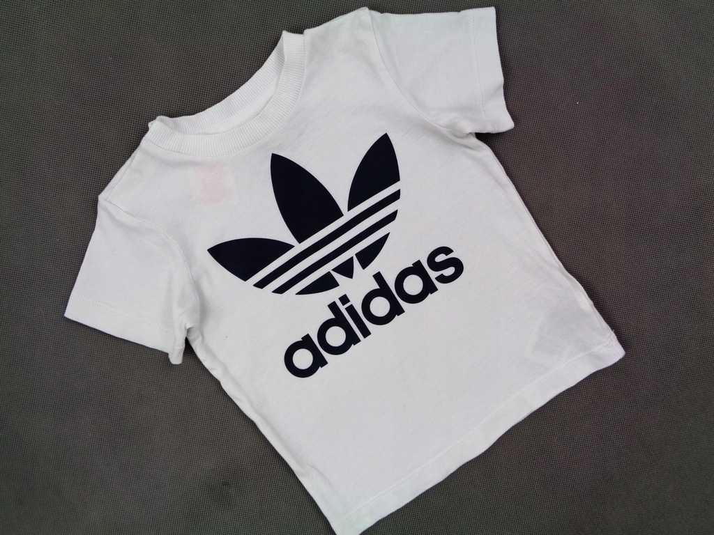 Adidas świetny biały t-shirt z logo 86 cm