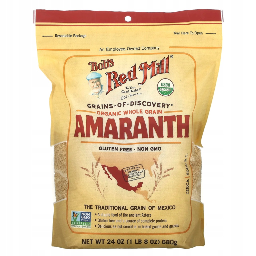 Bob's Red Mill, Organiczny Amarant, Pełnoziarnisty, 1 lb 8 oz (680 g)