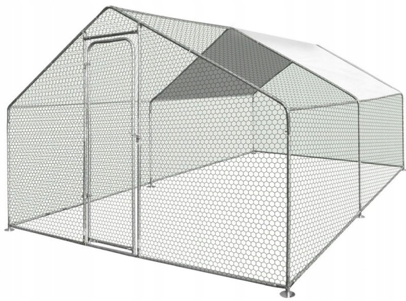 ZADASZONA Zagroda klatka woliera dla kur drobiu zwierząt Zipper 3x4x2,5 m