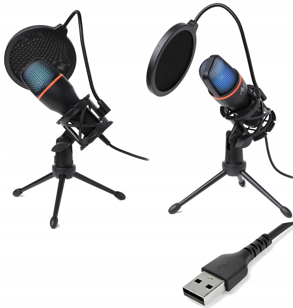 Mikrofon Do Komputera PC POJEMNOŚCIOWY USB LED RGB