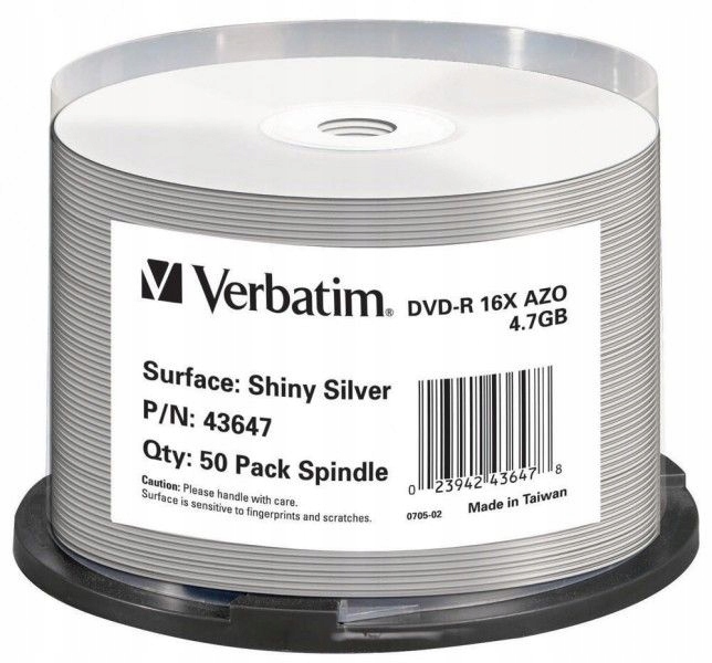 Verbatim DVD-R 4,7 GB 16x cake 50szt Shiny Silver