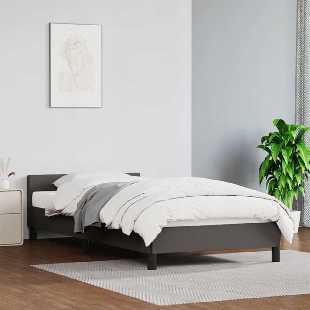 VidaXL Rama łóżka z zagłówkiem, szara, 90x190 cm,