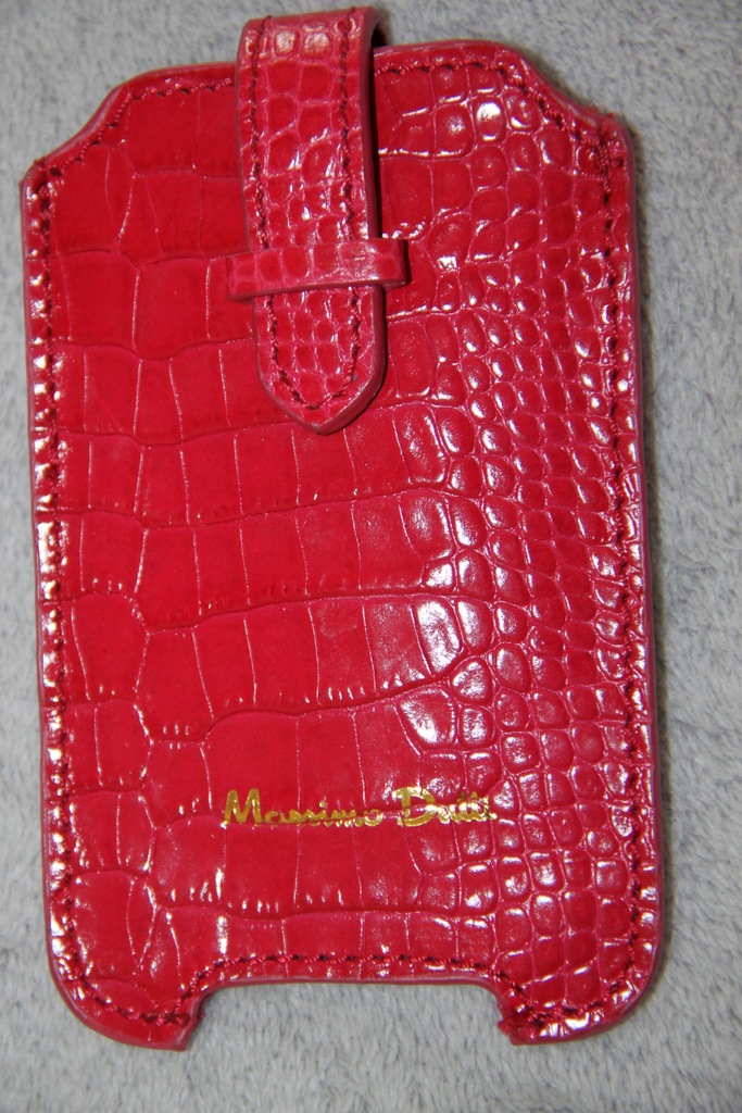 MASSIMO DUTTI ETUI SKÓRA NATURALNA HOT PINK/RED